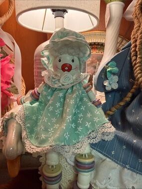 Grandma Core Handcrafted Mint Floral Cloth Rag Doll